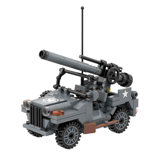 US Army M825 106mm Recoilless Rifle muut 1/4 Ton 4x4 Weapon Carrier Military Building Block Toy