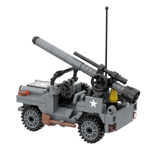 US Army M825 106mm Recoilless Rifle muut 1/4 Ton 4x4 Weapon Carrier Military Building Block Toy