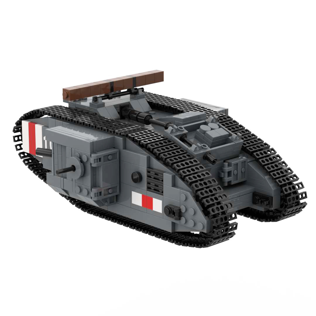 WW1 Mark IV Male and Black Bess Heavy Tank War Military Weapons Toy Building Block Set