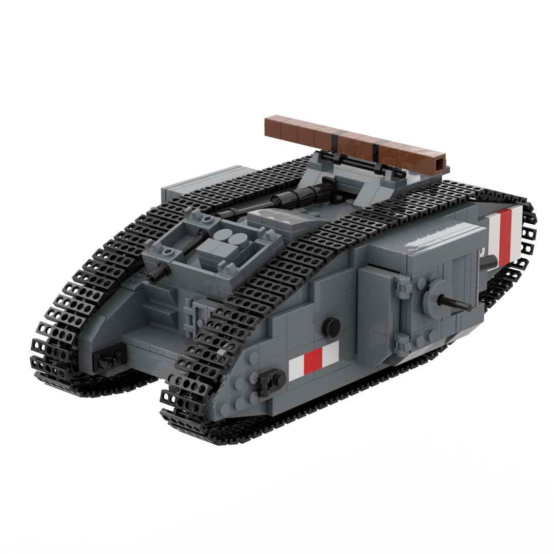 WW1 Mark IV Male and Black Bess Heavy Tank War Military Weapons Toy Building Block Set
