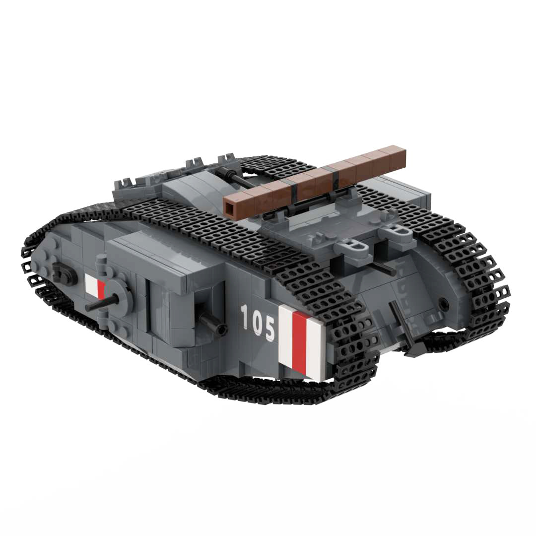 WW1 Mark IV Male and Black Bess Heavy Tank War Military Weapons Toy Building Block Set