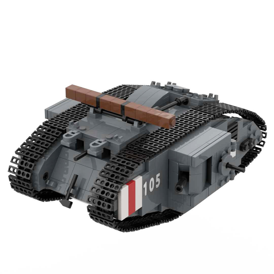 WW1 Mark IV Male and Black Bess Heavy Tank War Military Weapons Toy Building Block Set