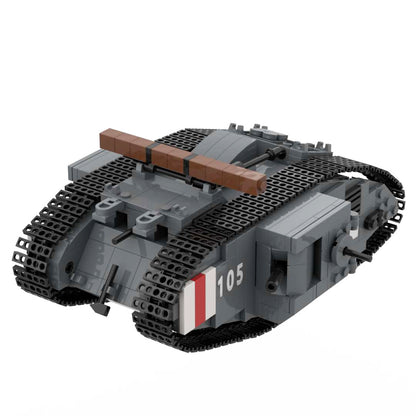 WW1 Mark IV Male and Black Bess Heavy Tank War Military Weapons Toy Building Block Set