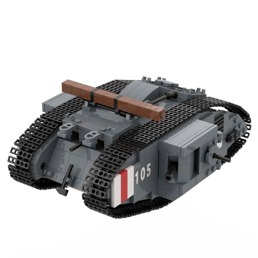 WW1 Mark IV Male and Black Bess Heavy Tank War Military Weapons Toy Building Block Set