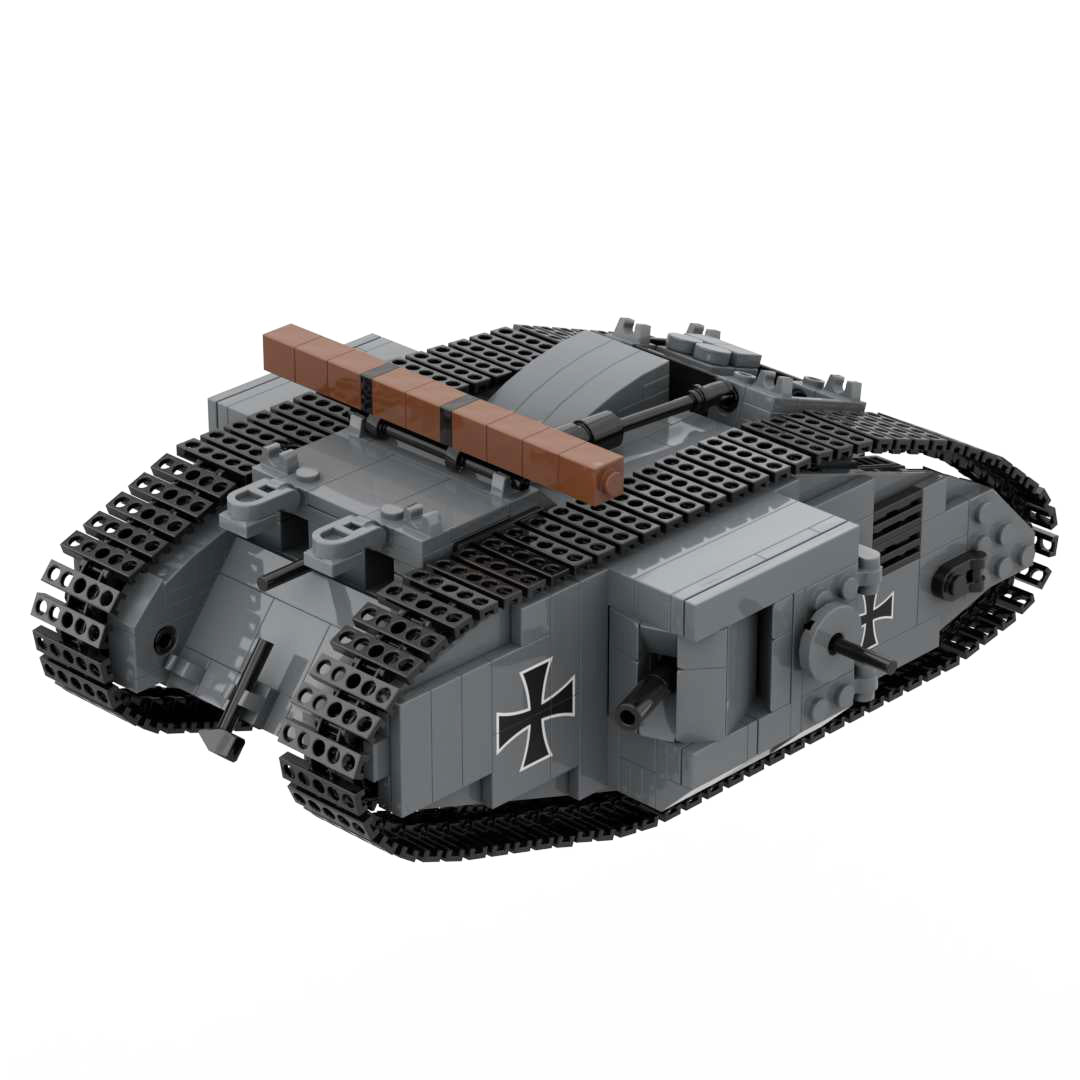 WW1 Mark IV Male and Black Bess Heavy Tank War Military Weapons Toy Building Block Set