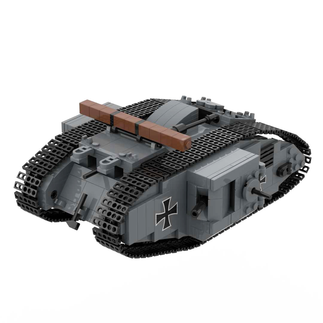 WW1 Mark IV Male and Black Bess Heavy Tank War Military Weapons Toy Building Block Set