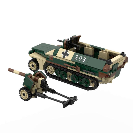 WW2 German Army SdKfz 251 Ausf D Armored Half Track Carrier with Pak40 Anti-Tank Gun Camouflage