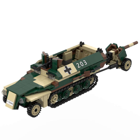 WW2 German Army SdKfz 251 Ausf D Armored Half Track Carrier with Pak40 Anti-Tank Gun Camouflage