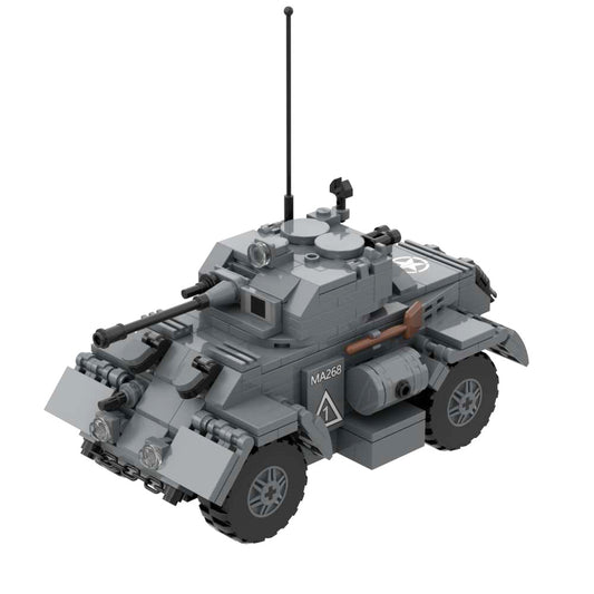 WW2 Army Block Toy Staghound Mk 1 Medium Armored Car 37mm Anti-tank Gun Bricks Compatible with Brands