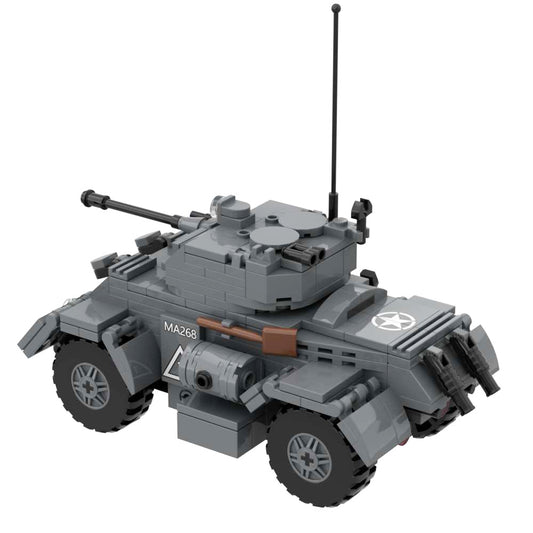 WW2 Army Block Toy Staghound Mk 1 Medium Armored Car 37mm Anti-tank Gun Bricks Compatible with Brands